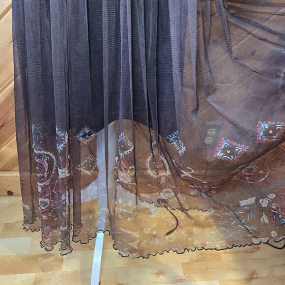 LAPIS Peasant Boho Strapless/Halter Strech Dress Sz Small‎ Leopard Sheer - Picture 5 of 9